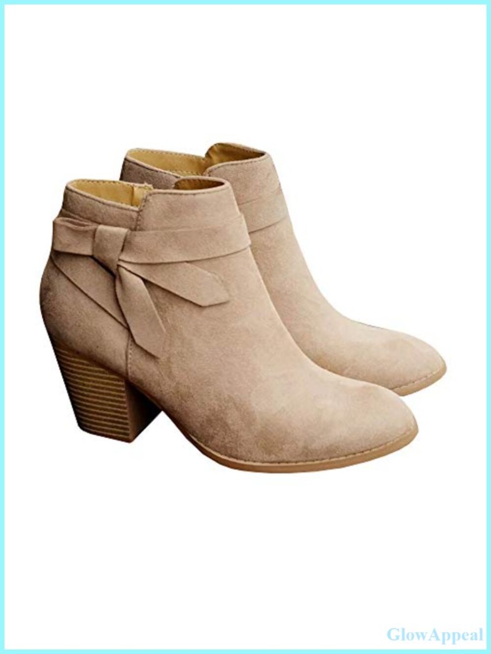 Women's Tie Knot Chelsea Pump Ankle Boots Closed Toe Stacked Heel Booties